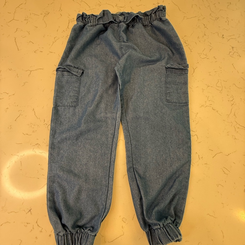 Blue Denim Jogger Jeans with Elastic Cuffs